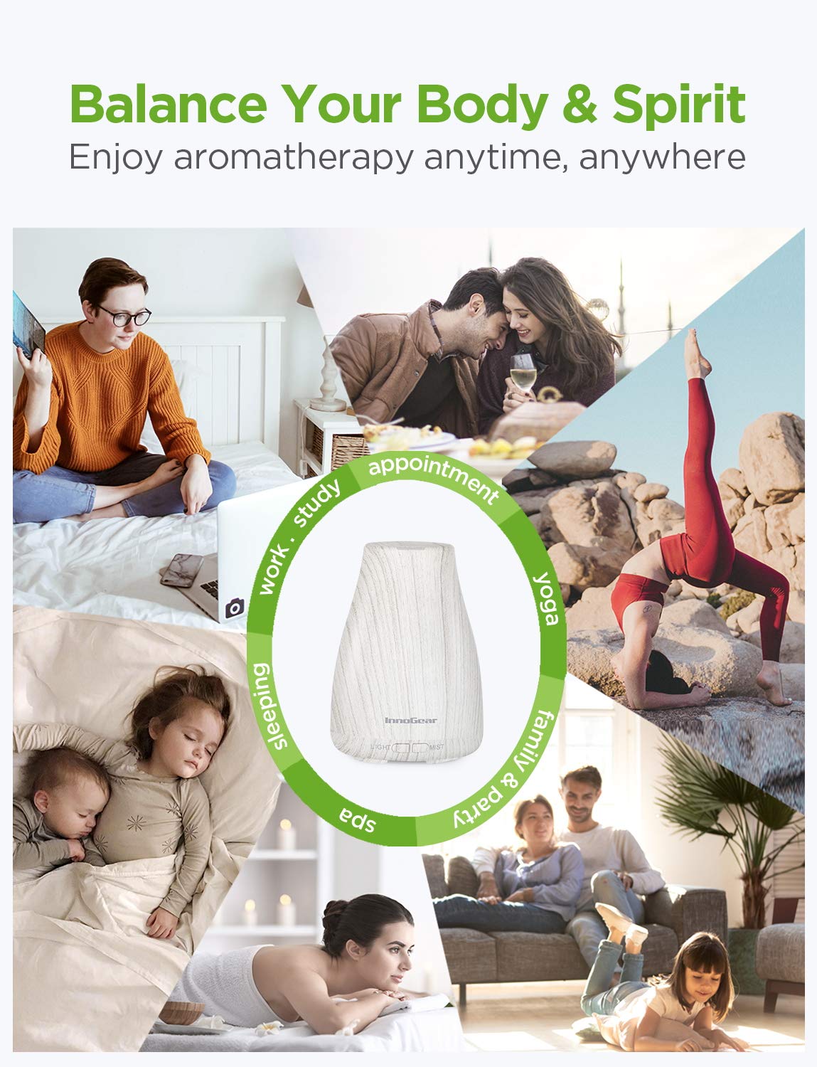 InnoGear essential oil diffuser packaging box