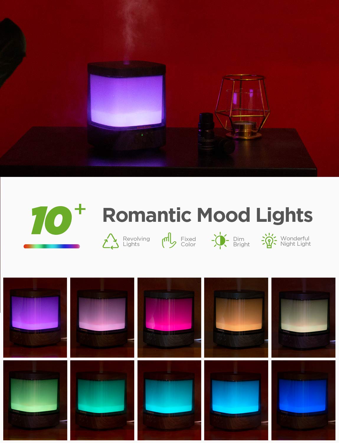 InnoGear diffuser timer settings illustrate flexible scheduling