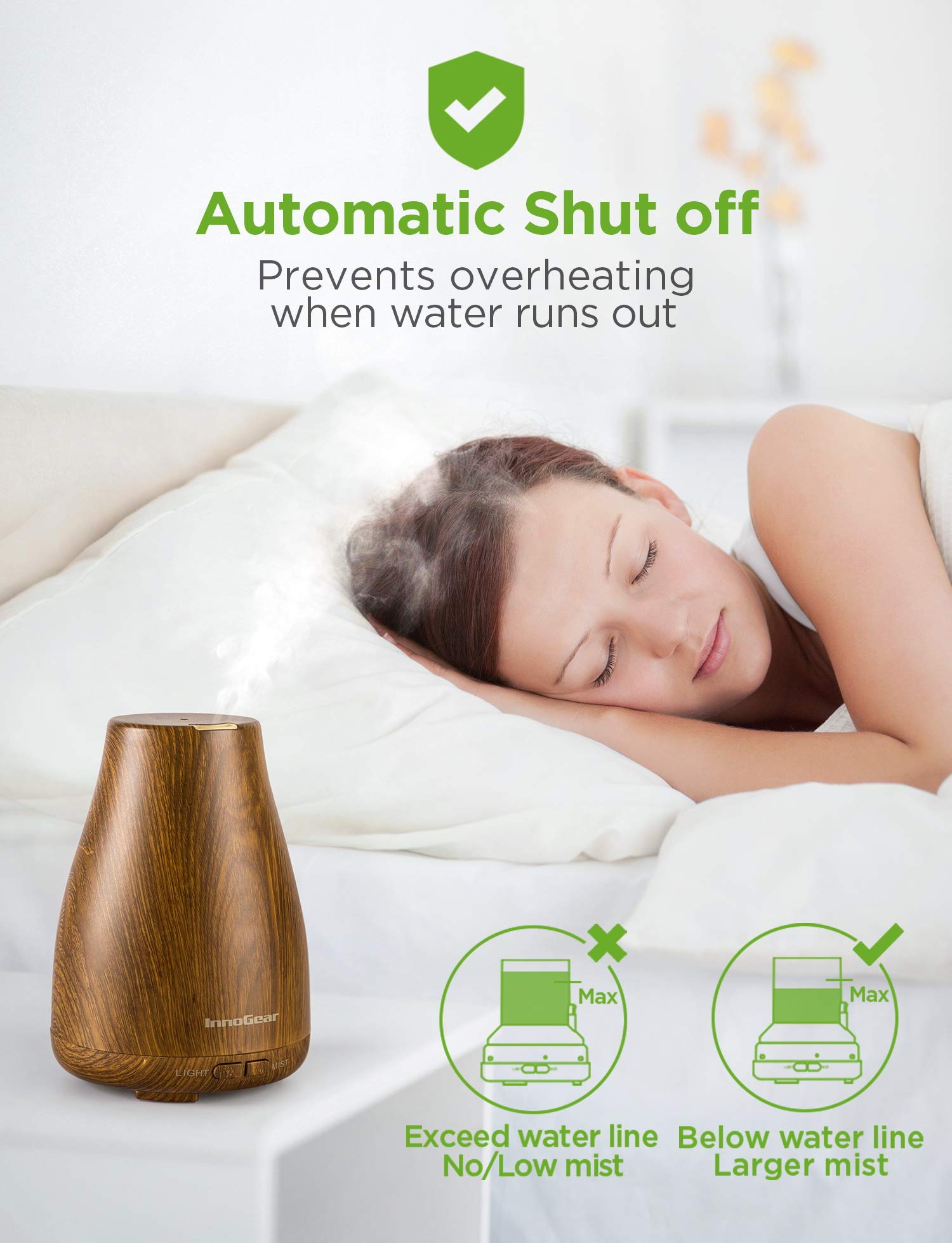 Waterless auto-off safety feature indicator on diffuser