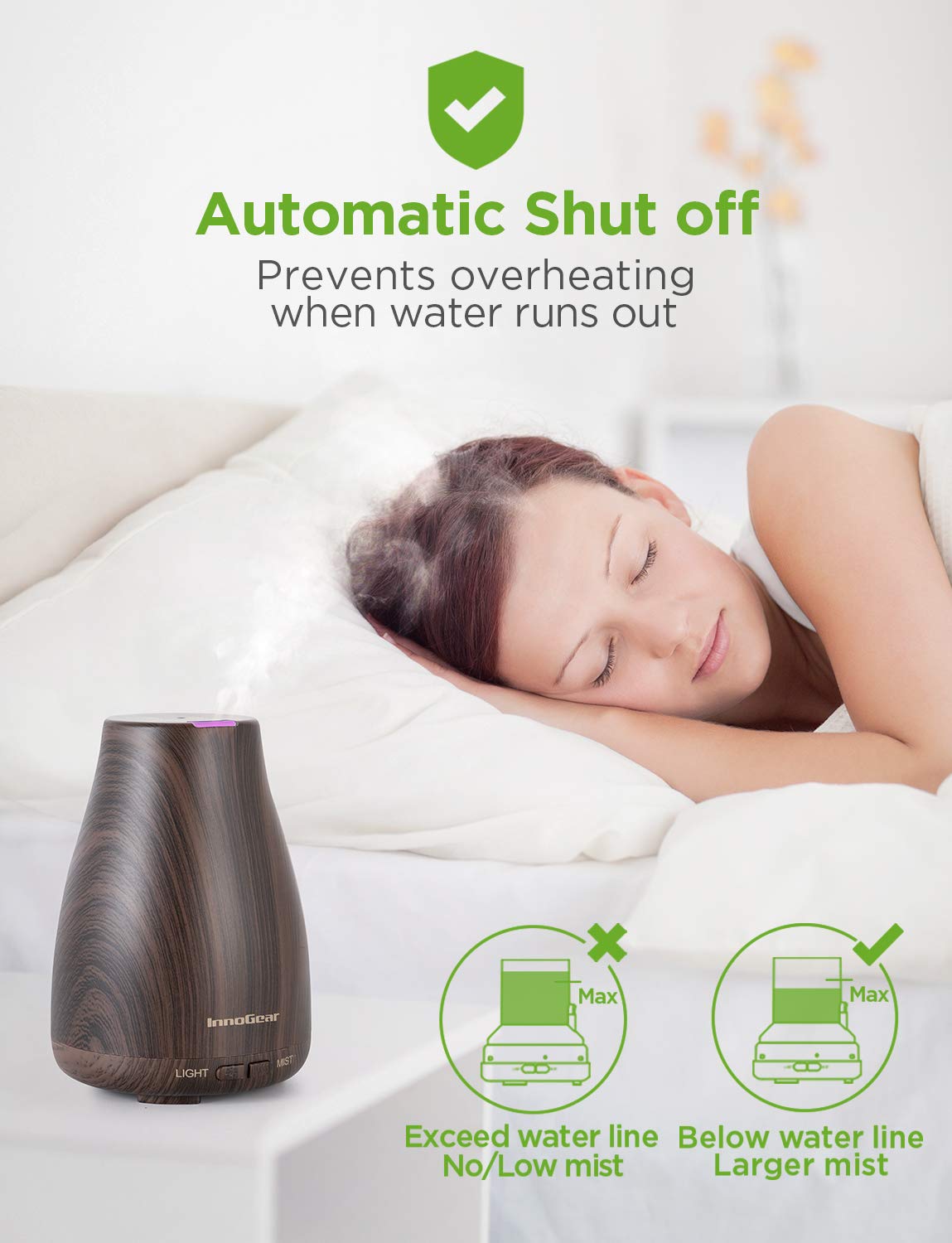 Back view of brown InnoGear essential oil diffuser