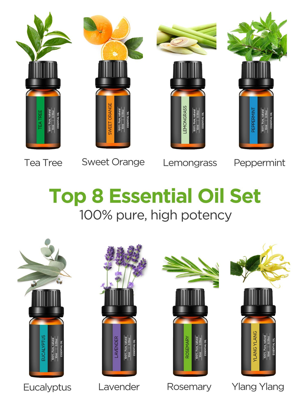 Essential oils set packaging included with InnoGear diffuser