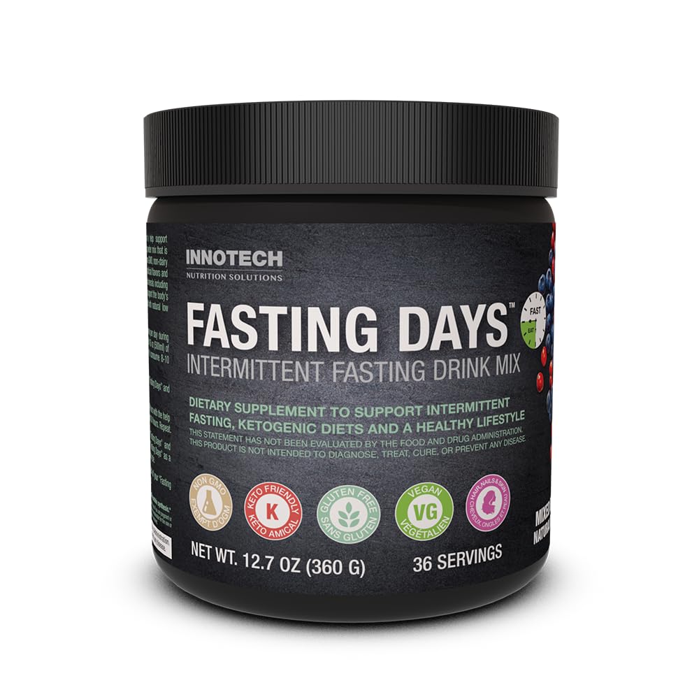 Front view of INNOTECH Nutrition Fasting Days Mixed Berry Drink Mix 360g container