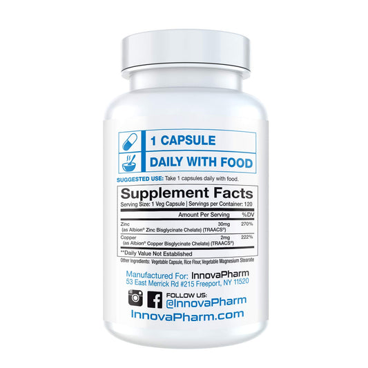 Close-up of Zinc Bisglycinate Chelate and Copper Bisglycinate Chelate capsules
