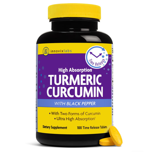 Front view of InnovixLabs Turmeric Curcumin with Black Pepper bottle - 01