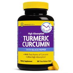 Front view of InnovixLabs Turmeric Curcumin with Black Pepper bottle - 01
