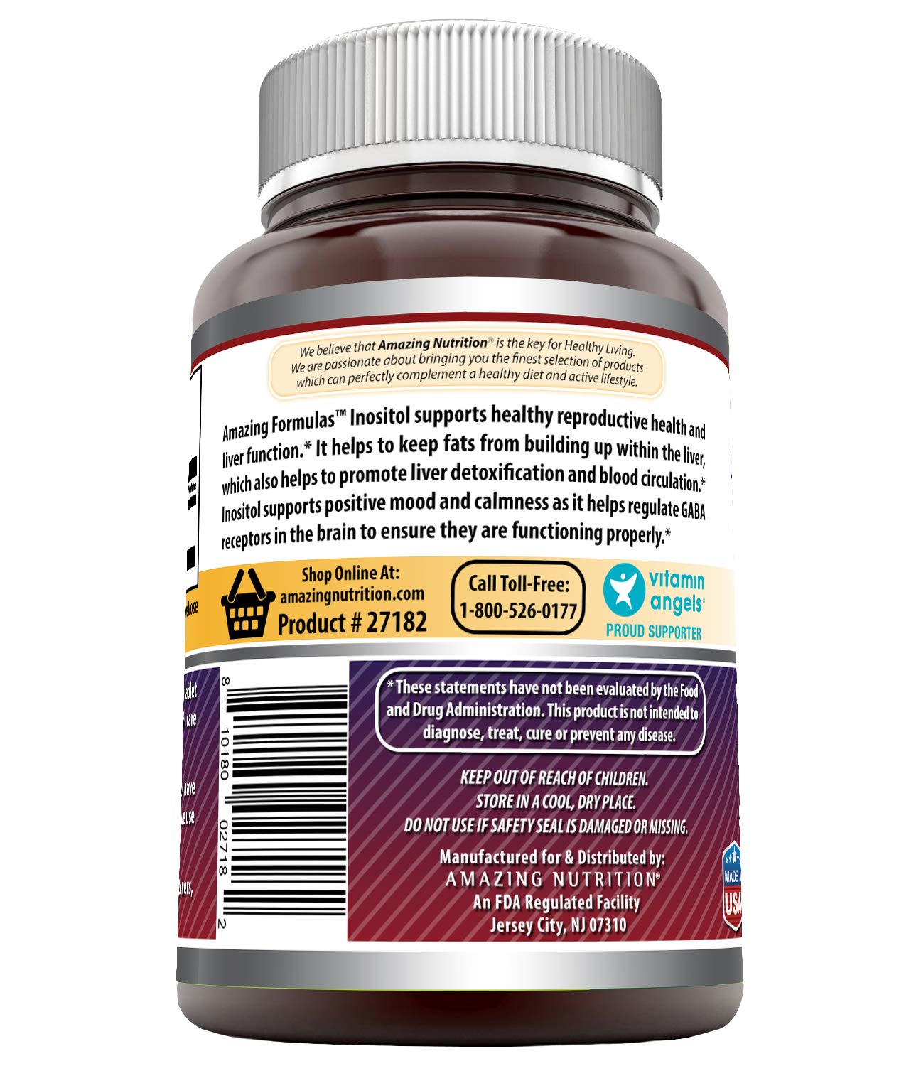 Close-up of Inositol 1000mg tablets