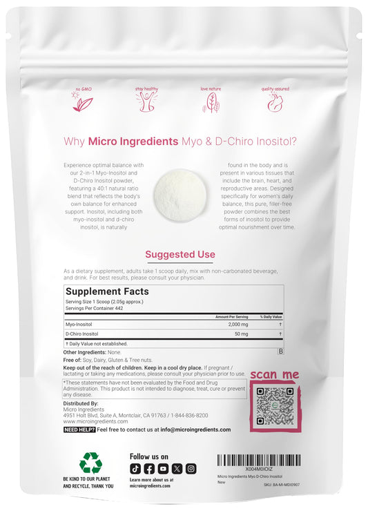 Graphic illustrating the 40:1 ratio of myo-inositol to d-chiro inositol