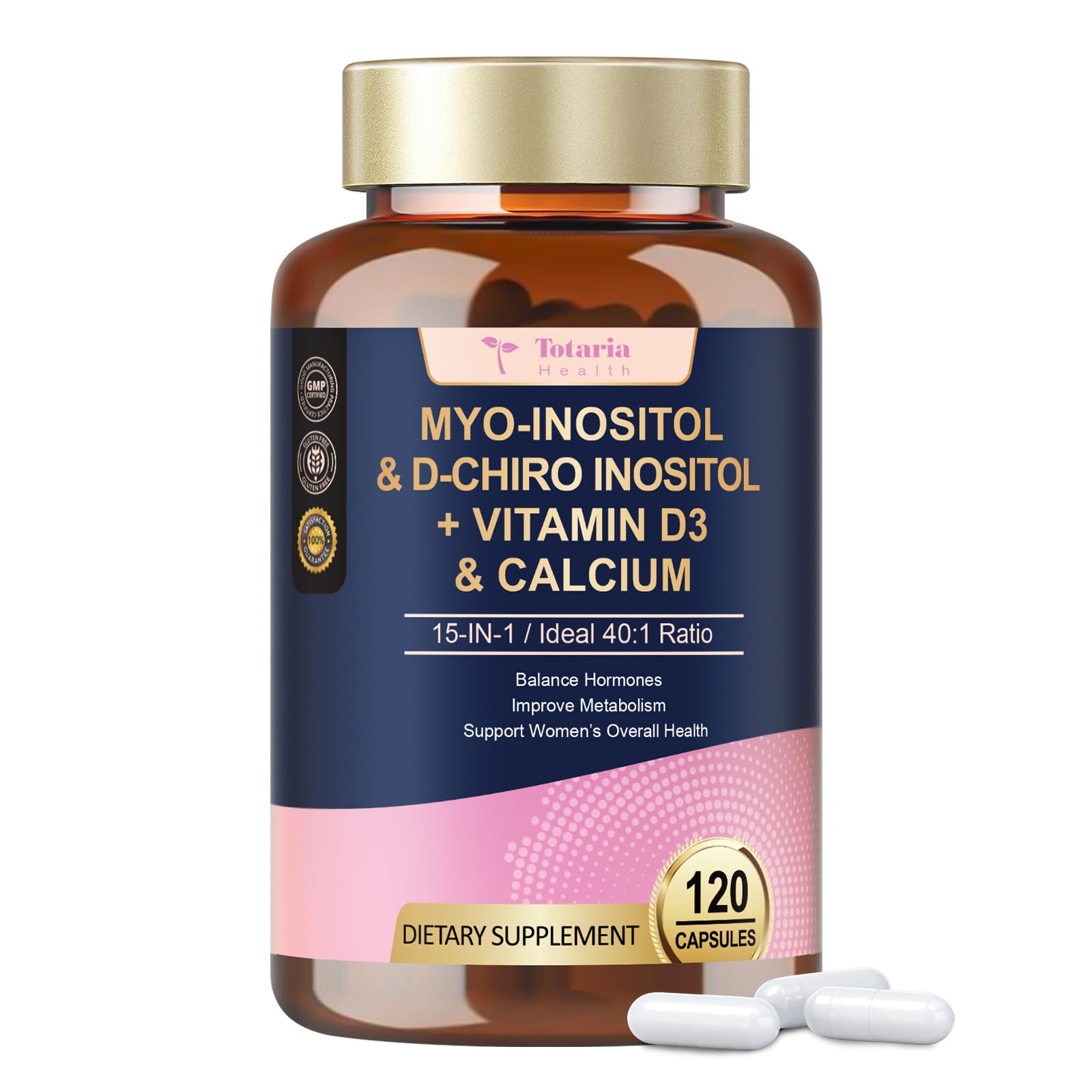 Hero image of Myo-Inositol & D-Chiro Inositol supplement showing 40:1 ratio