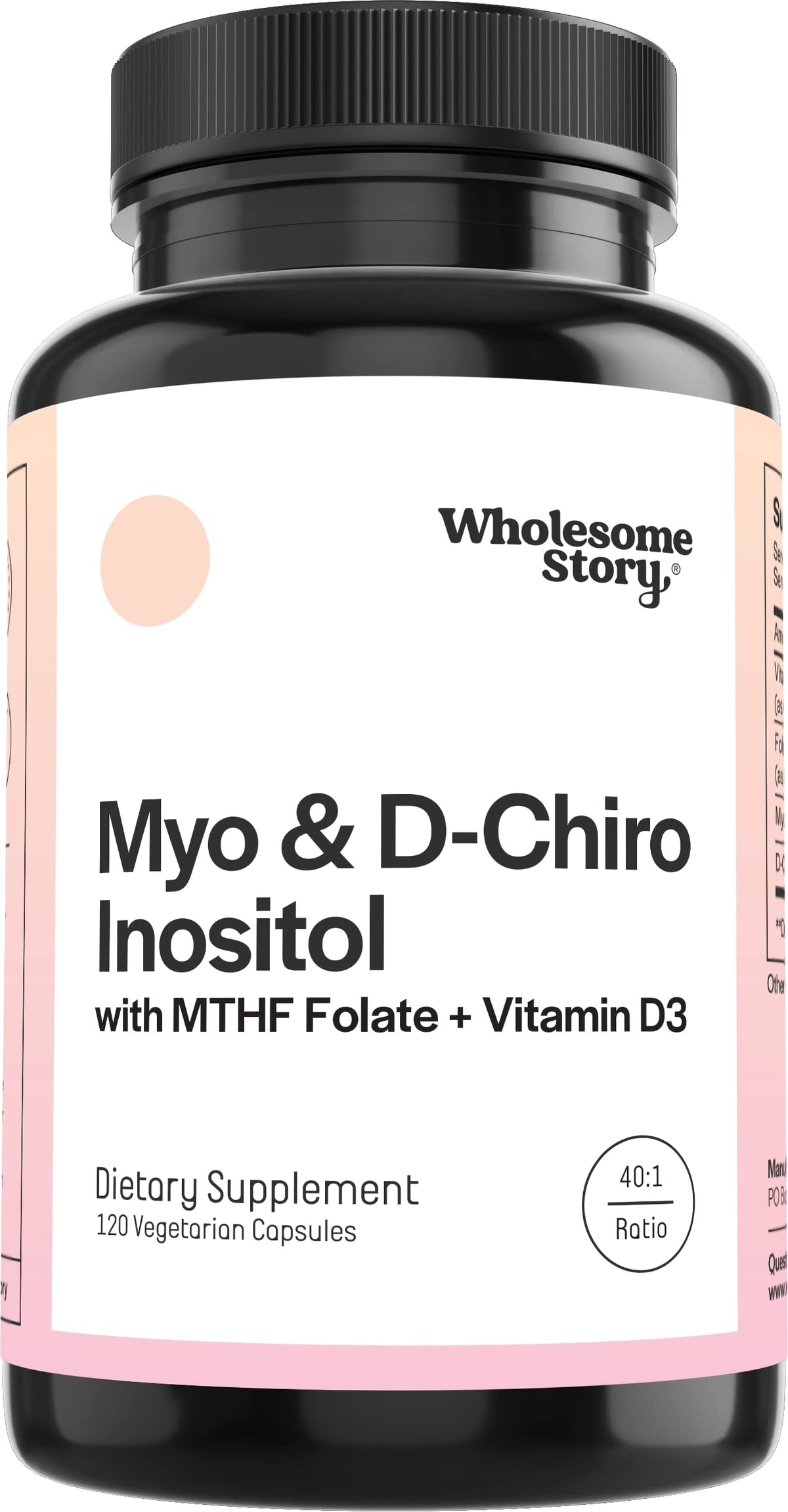 Myo-Inositol & D-Chiro Inositol capsules with MTHF Folate and Vitamin D3, 40:1 ratio