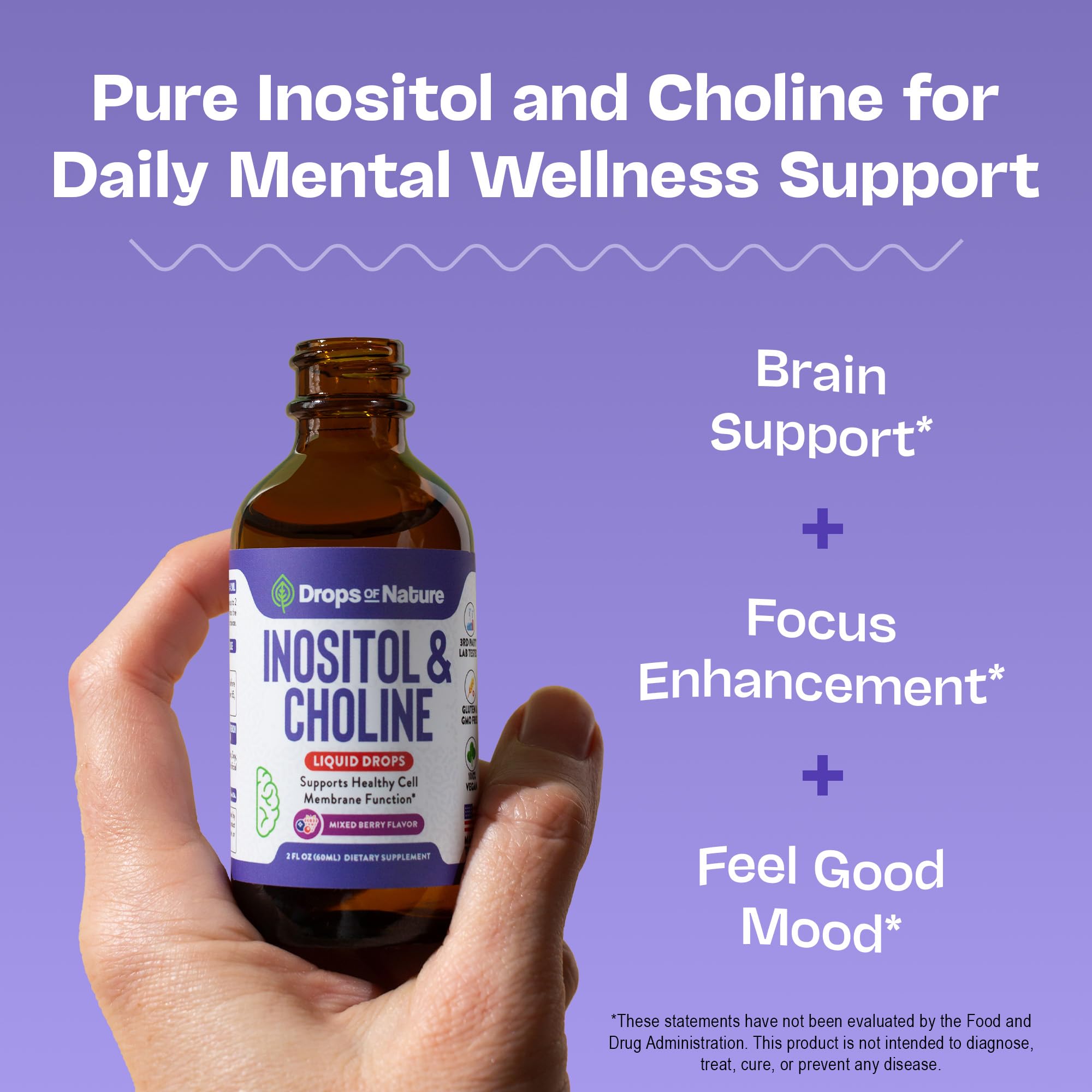 Dropper dispensing the liquid from the Inositol & Choline Drops bottle
