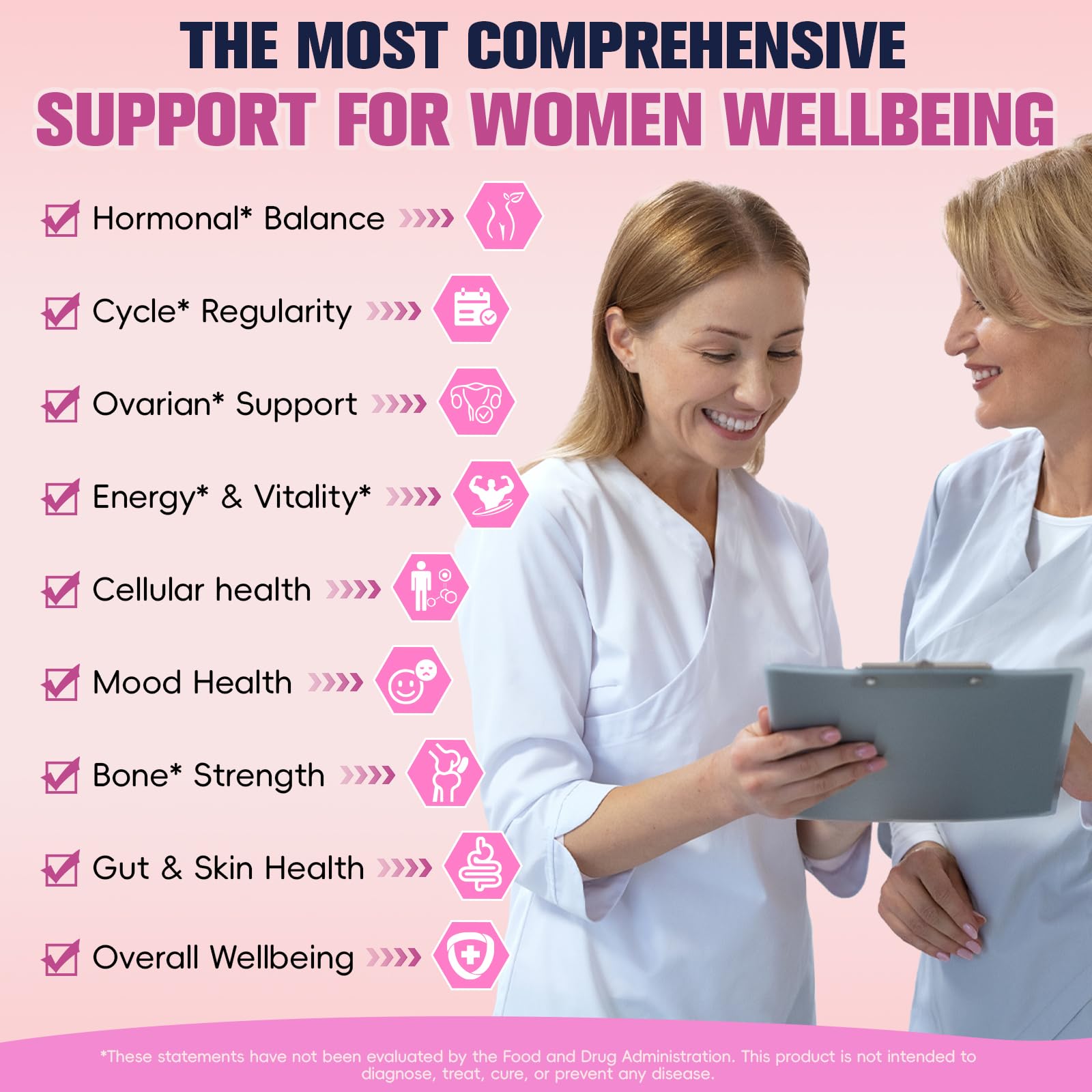 Close-up illustrating hormone balance and ovarian function support