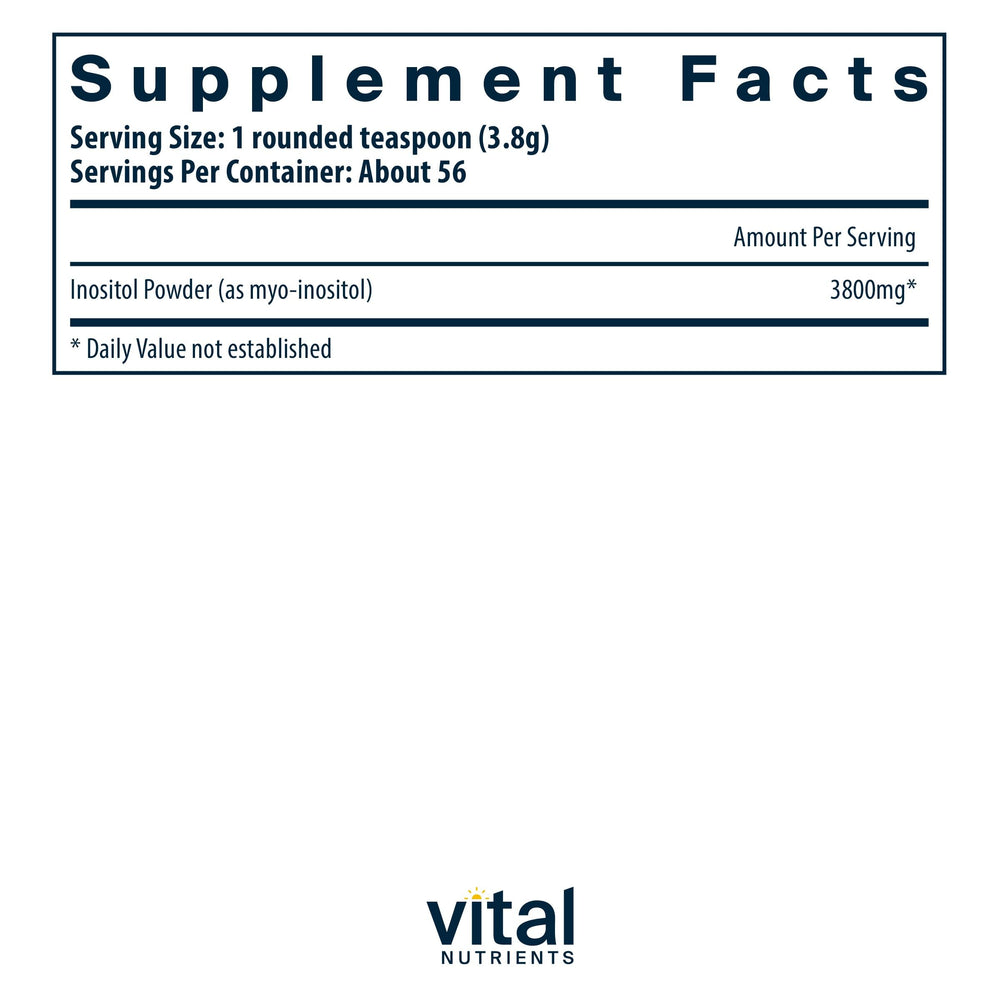 Serving scoop showing 3,800 mg of myo-inositol per serving