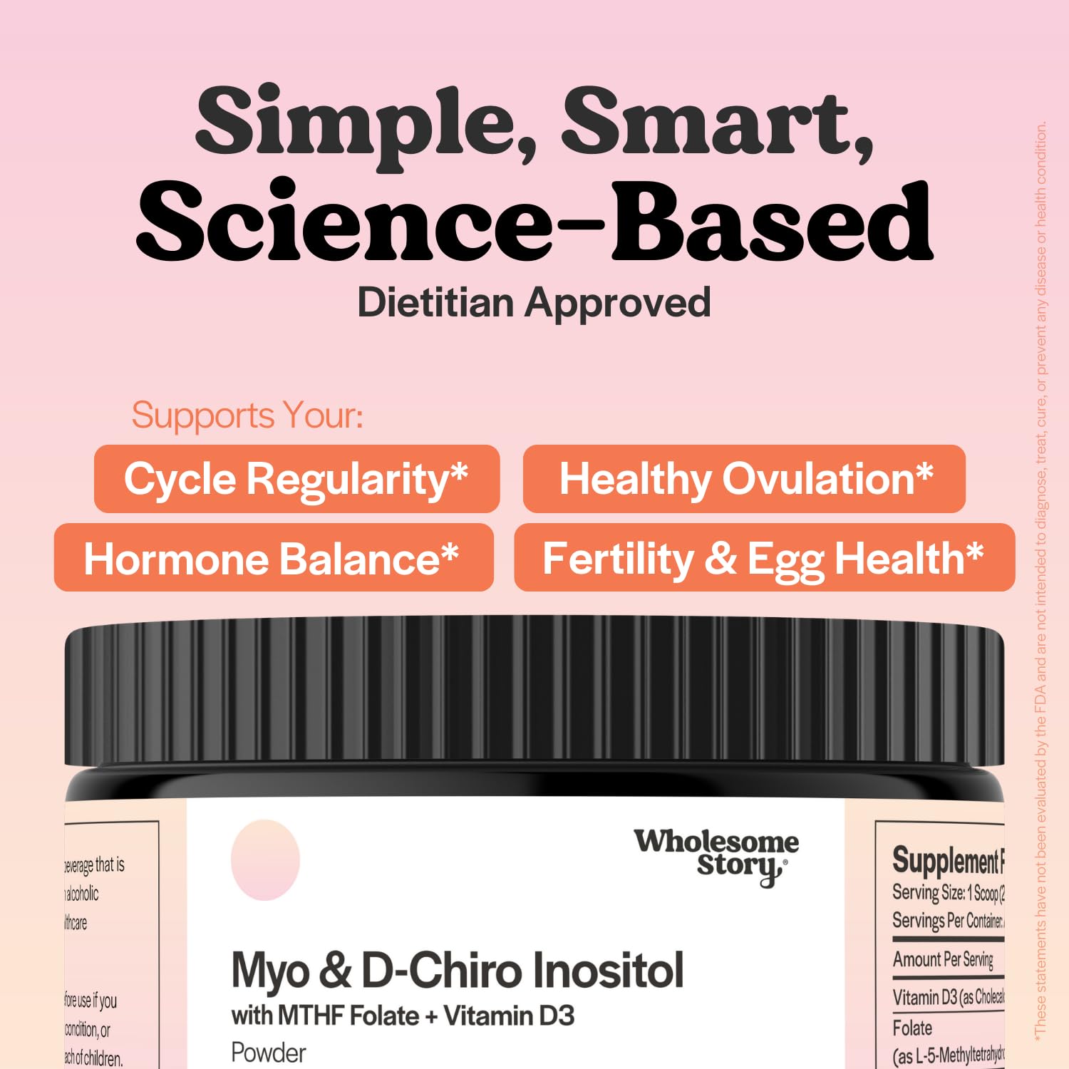 Bottle of vegan, non-GMO Inositol Powder