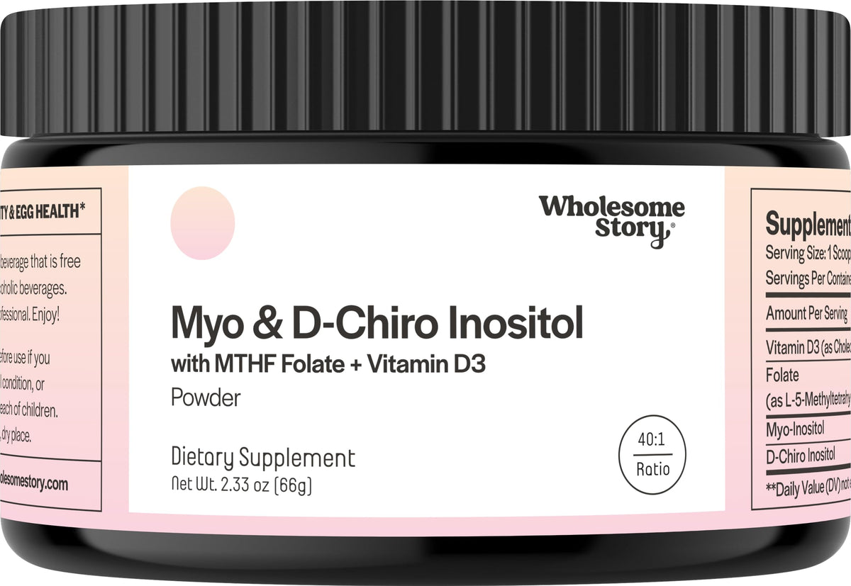 Front label of Inositol Powder with MTHF Folate and Vitamin D3