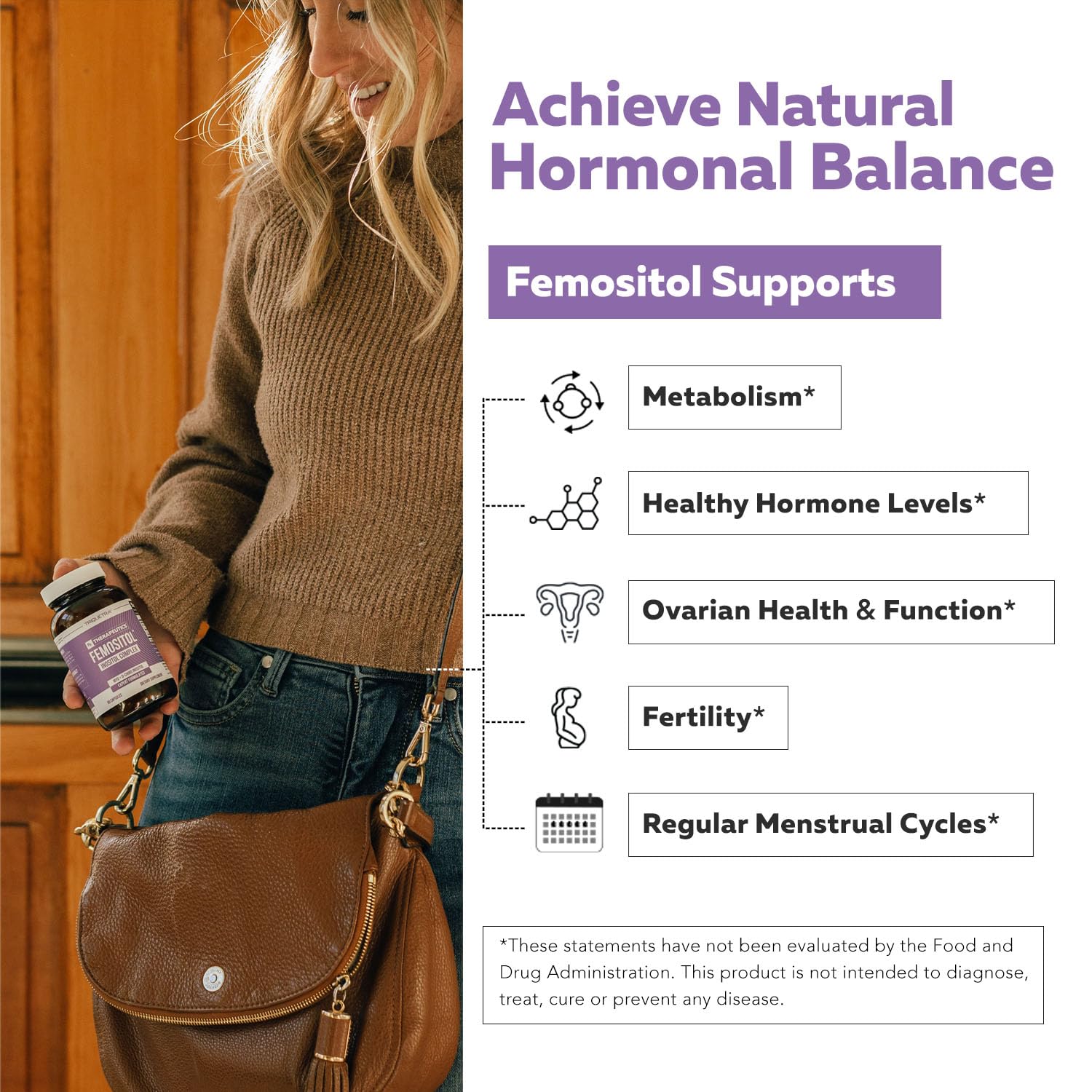 Illustration of hormonal balance and ovarian health support from inositol