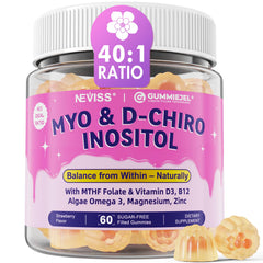 Front view of Myo-Inositol & D-Chiro Inositol gummies bottle