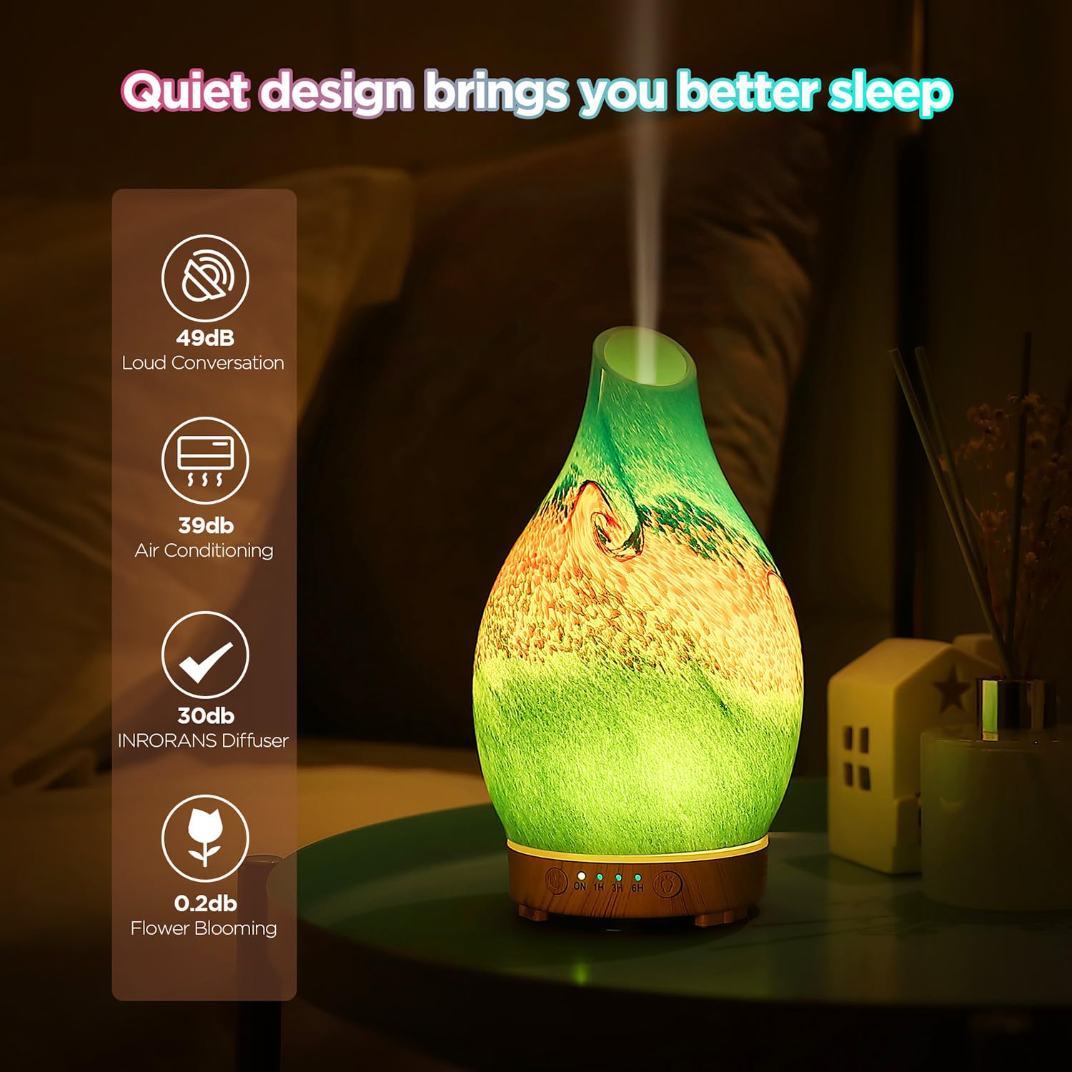 Intermittent 30-second on/off mist setting with separate light control