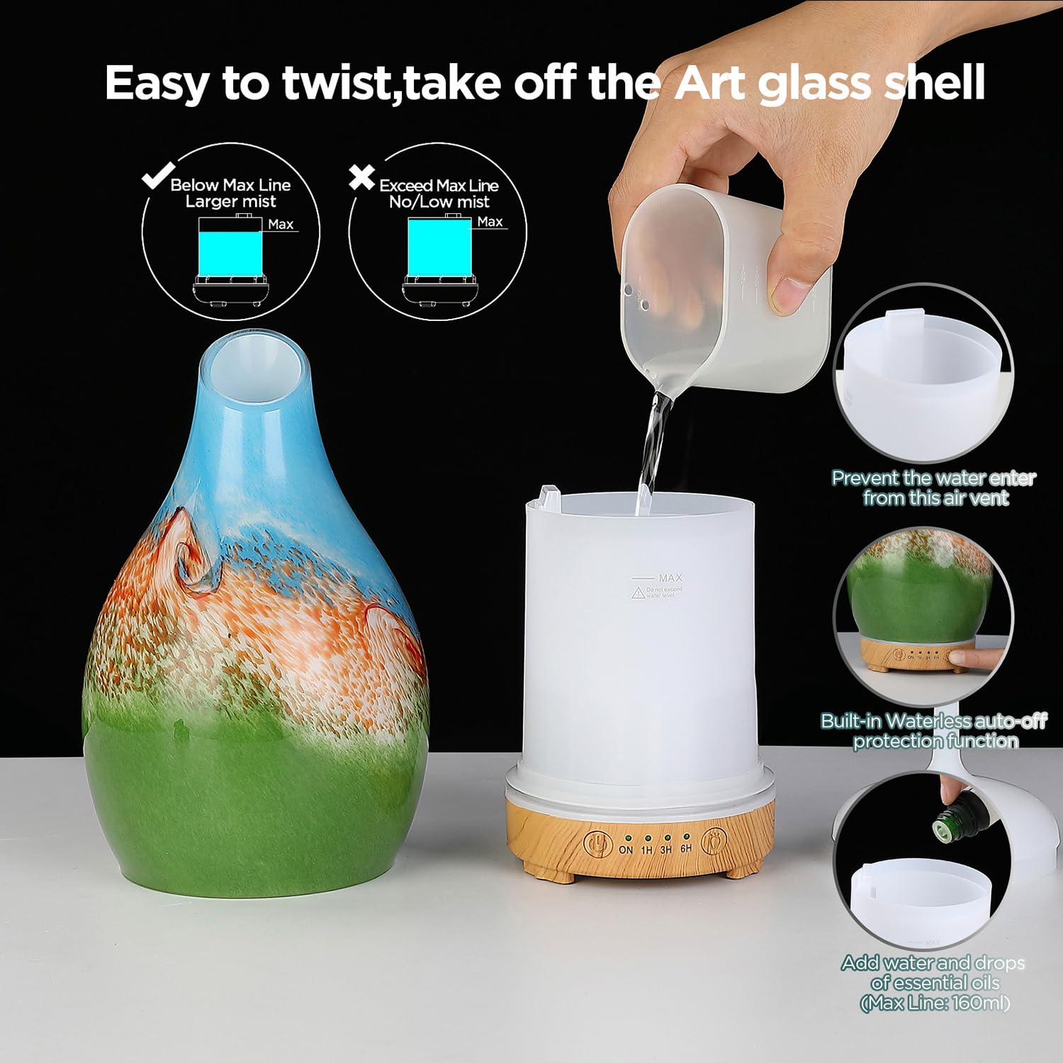 Quiet ultrasonic operation of the 160ml diffuser