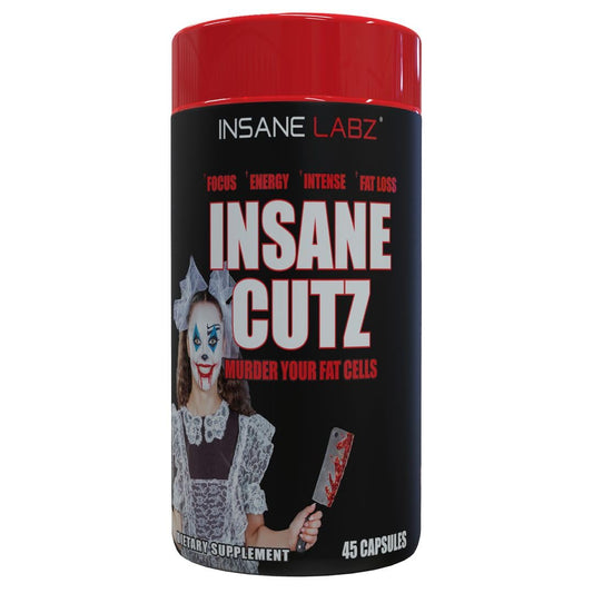Bottle of Insane Cutz Intense Fat Burner showing label and 45 servings
