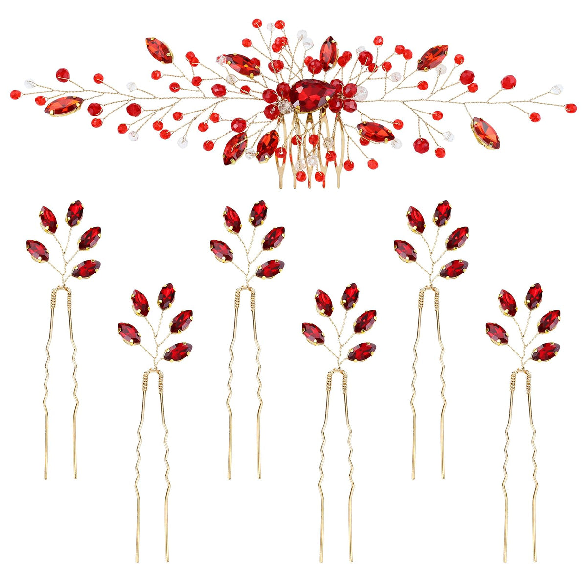 inSowni vintage red crystal hair side comb adds subtle bridal sparkle to updos