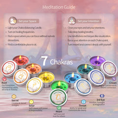 Set of 7 Chakra Candles showing seven aromatherapy scents