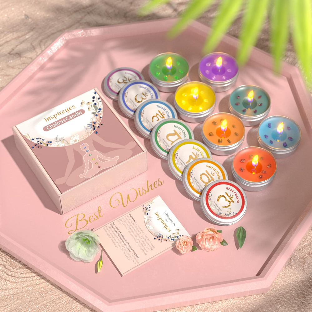 Relaxation and yoga mood with chakra candle set