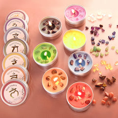 Boxed packaging for Inspireyes Chakra Candles Set of 7