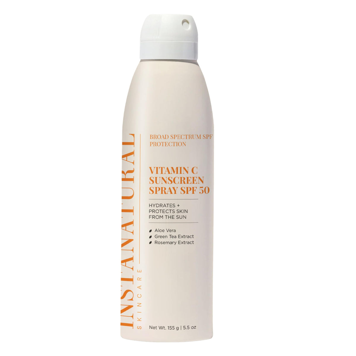 Instanatural Vitamin C SPF50 spray bottle for easy full-body protection.