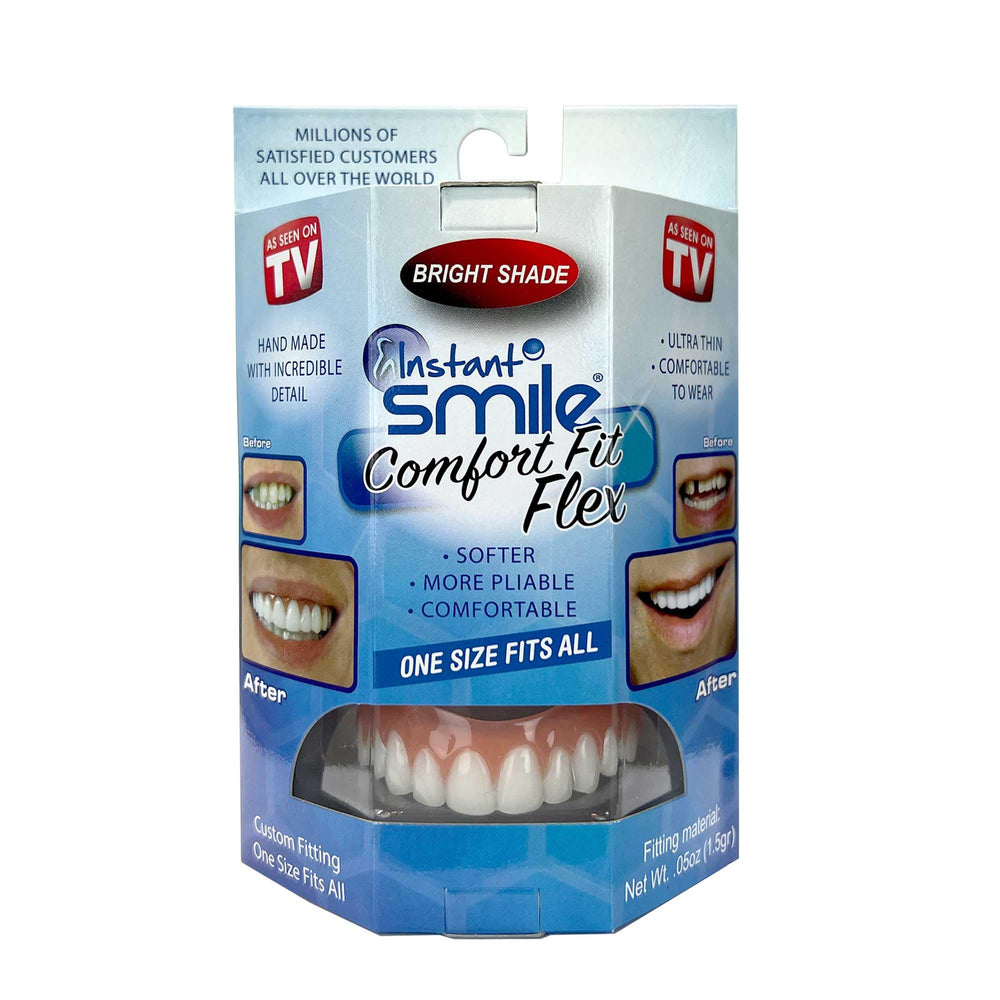 Front view of Instant Smile Comfort Fit Flex Upper Veneer in Bright Shade