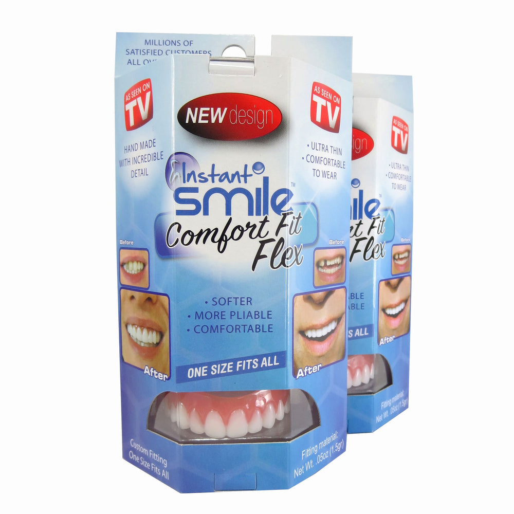 Instant Smile Flex 2pk packaging and veneers on display