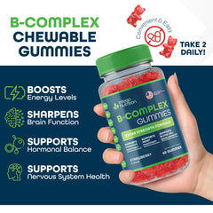 Close-up of strawberry-flavored Vitamin B Complex Gummies