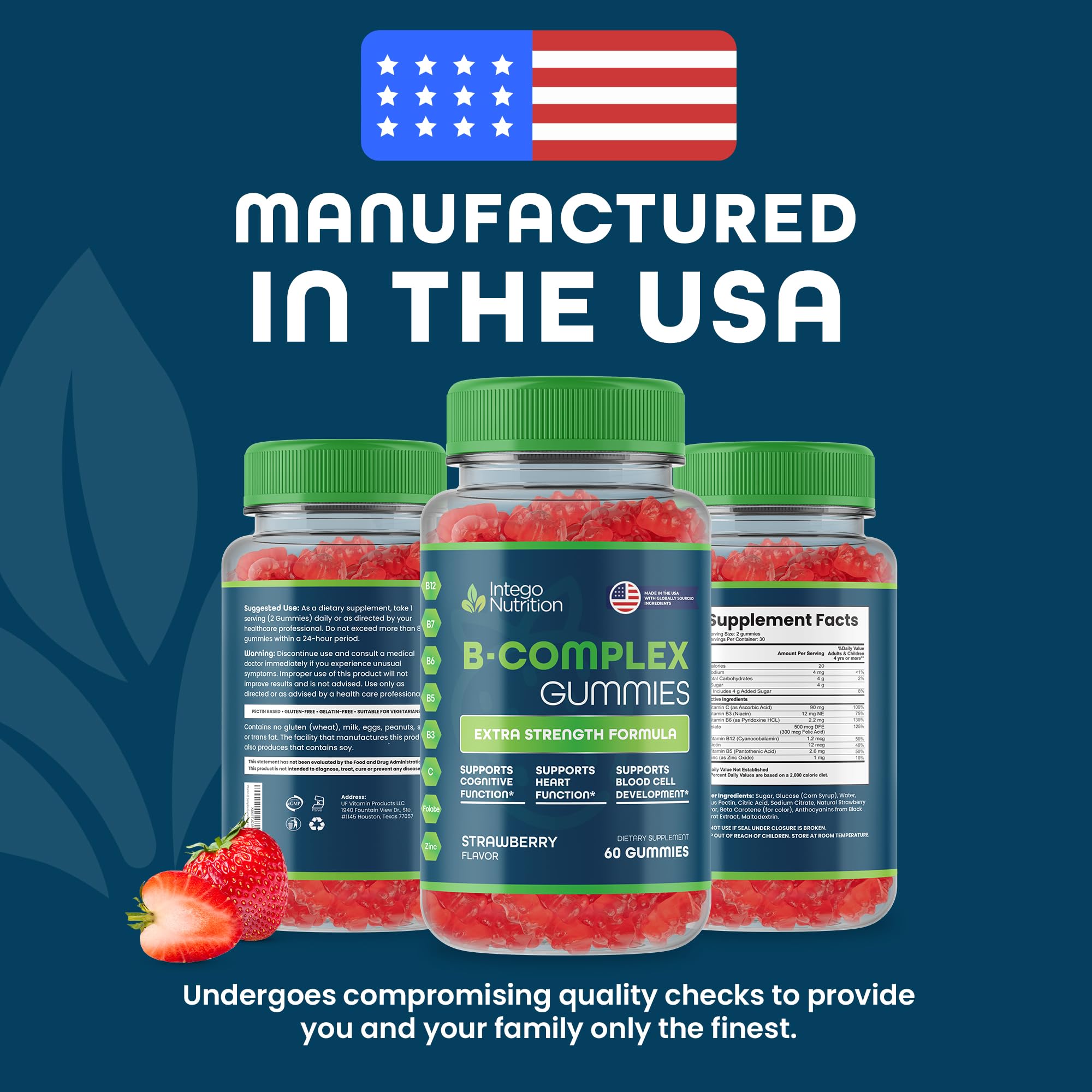 Strawberry flavor branding for INTEGO Vitamin B Complex Gummies