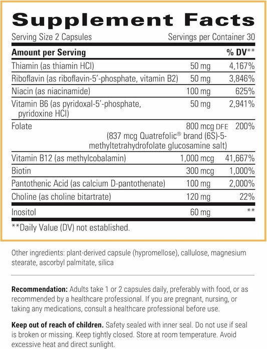 Close-up of Active B-Complex bottle label showing vitamins B2, B6, B12