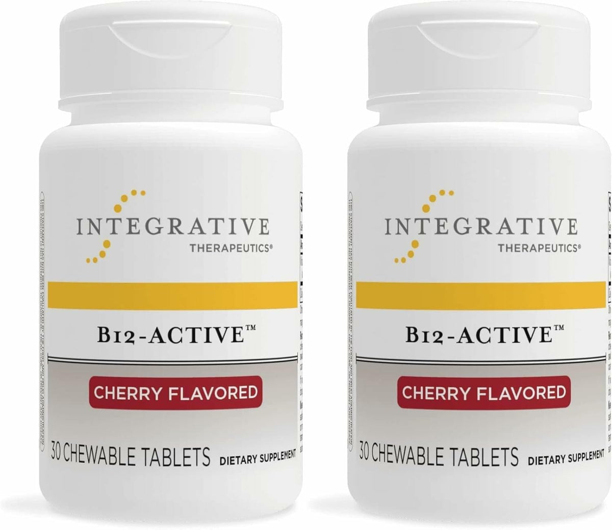 Bottle label for Integrative Therapeutics B-12 Active Cherry chewables