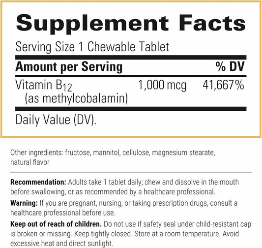 Cherry-flavored B-12 Active chewable tablet close-up