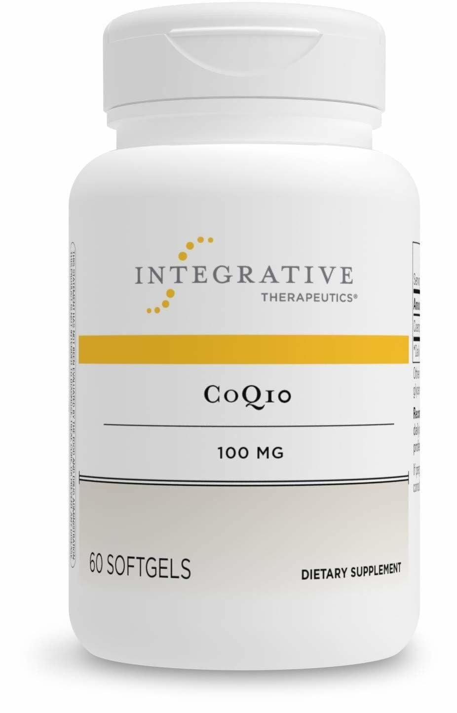 Integrative Therapeutics CoQ10 100 mg bottle with softgels for daily heart and energy support.