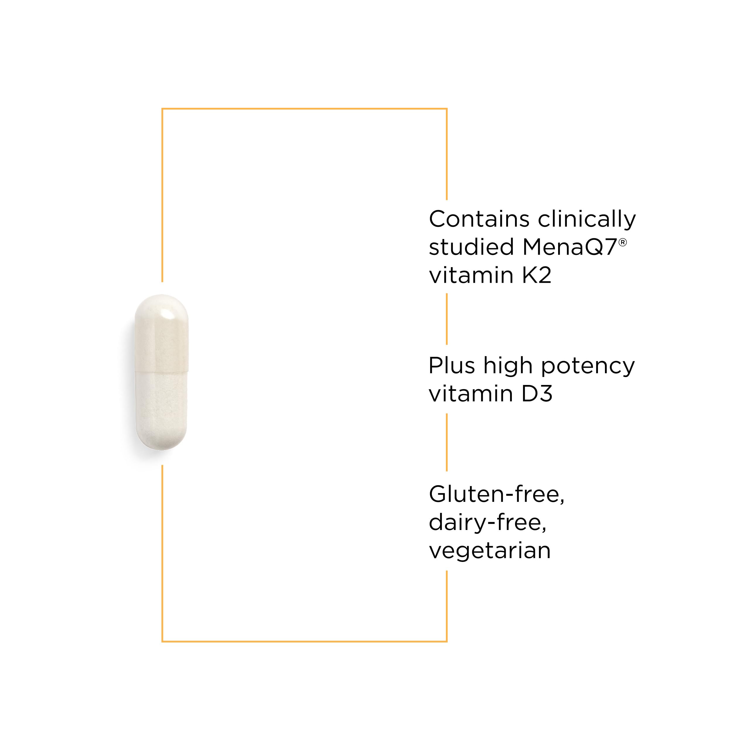 Supplement facts panel from K2 + D3 bottle
