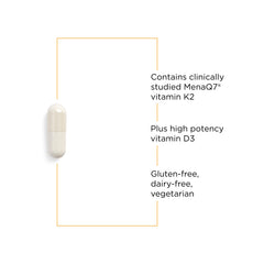 Supplement facts panel from K2 + D3 bottle