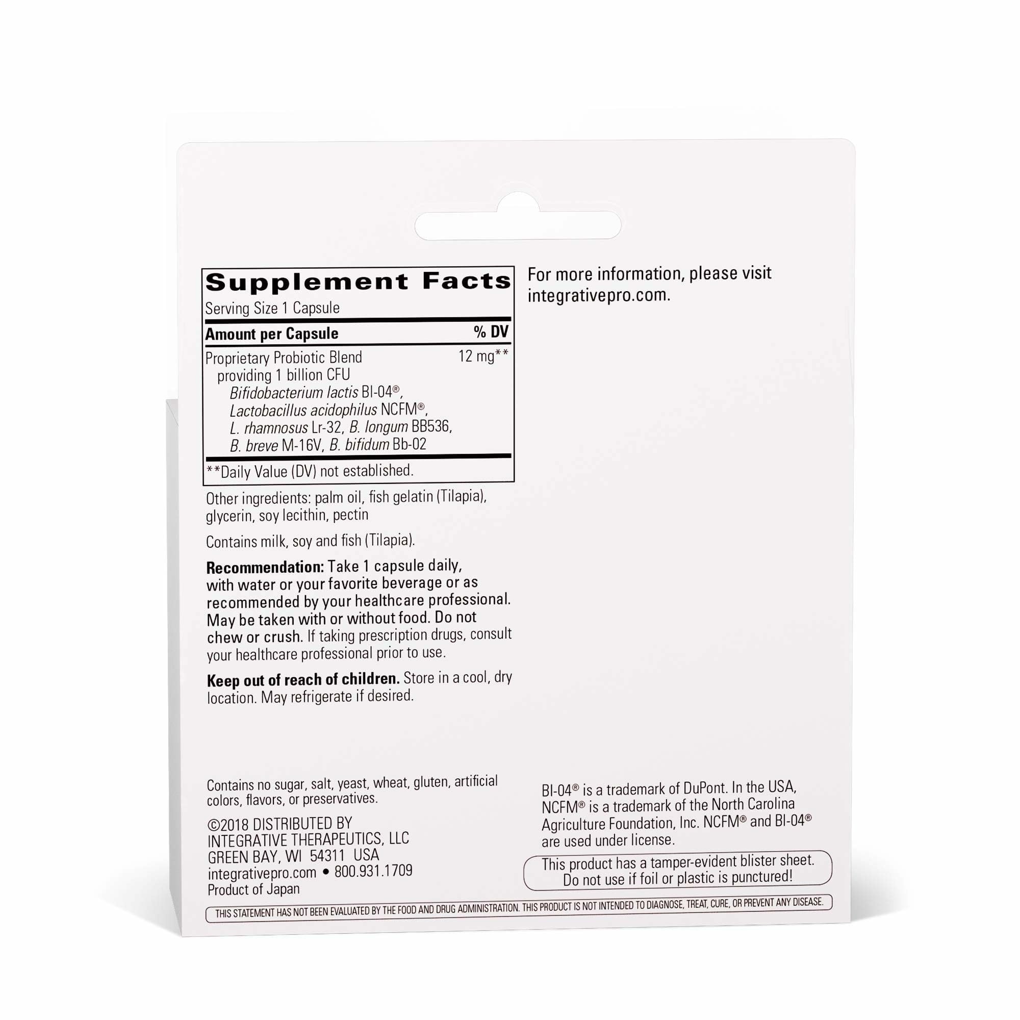Label highlighting probiotic blend and 1 billion CFUs