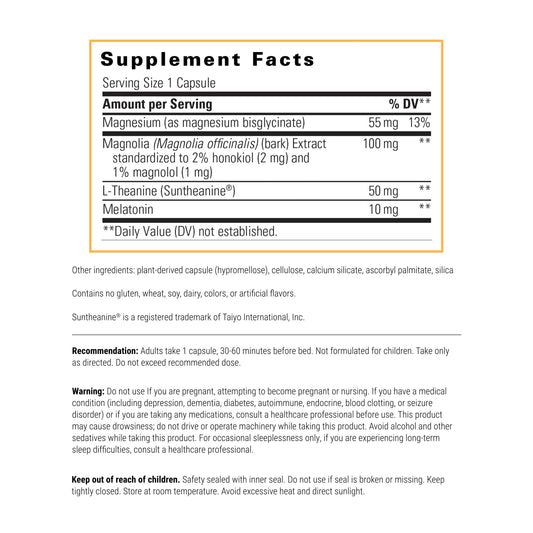 Close-up of ProThrivers Wellness Sleep label showing ingredients