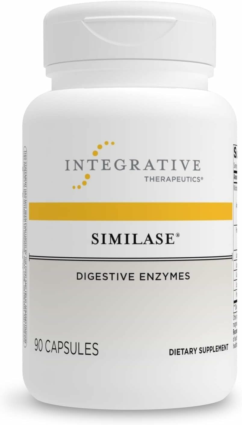 Bottle of Integrative Therapeutics Similase digestive enzyme supplement on white background