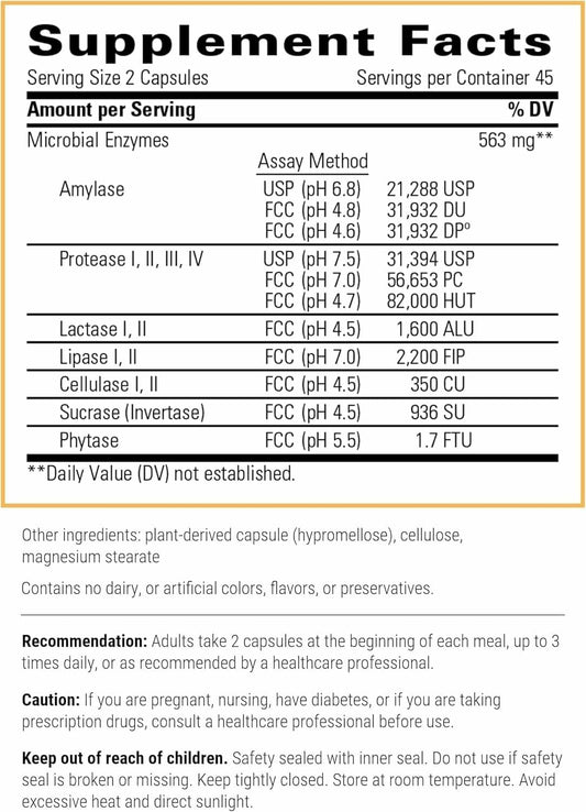Close-up of Similase label highlighting digestive enzymes