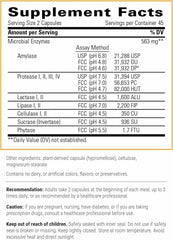 Close-up of Similase label highlighting digestive enzymes