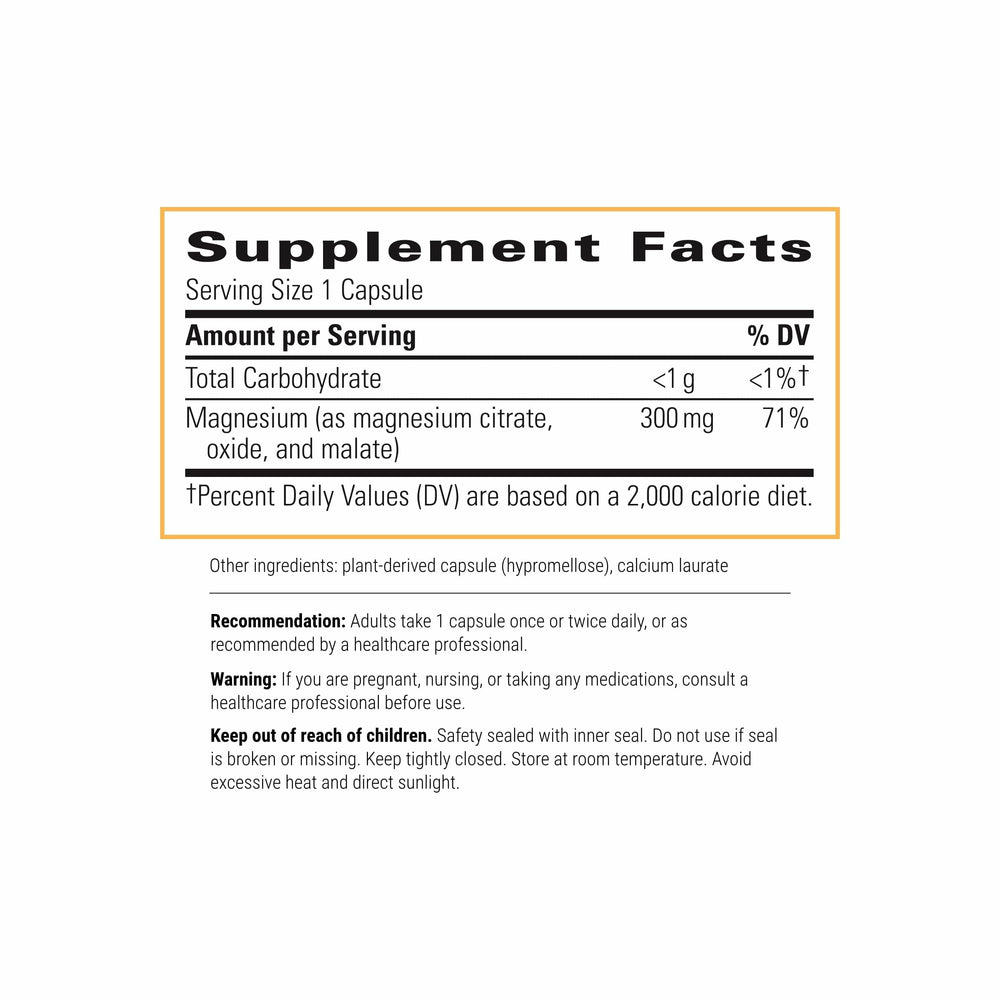 Close-up of Tri-Magnesium capsules emphasizing steady magnesium intake