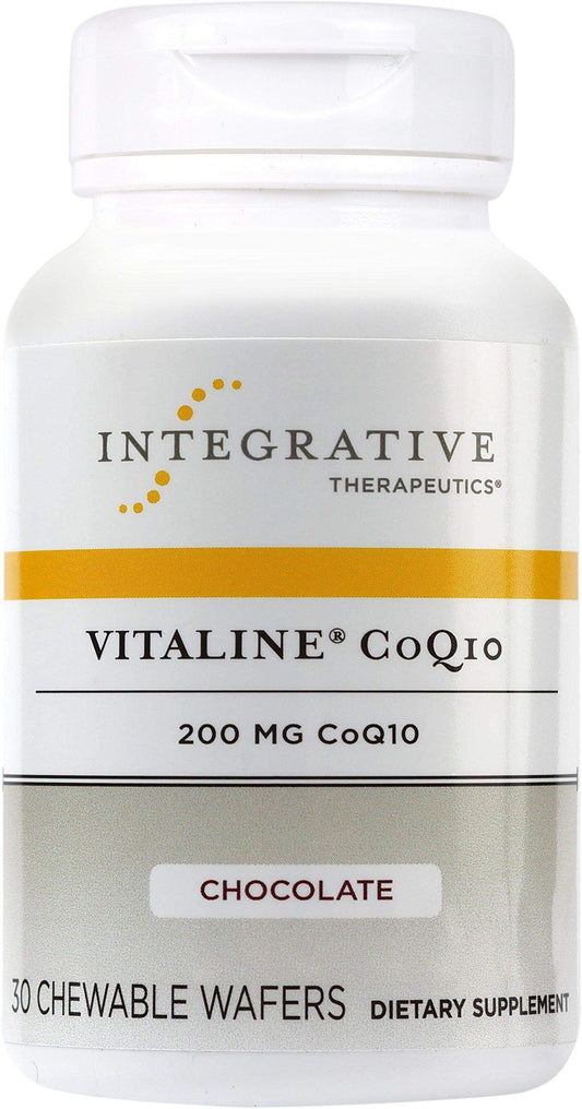 Integrative Therapeutics Vitaline CoQ10 200 mg chocolate-flavored chewable tablets bottle