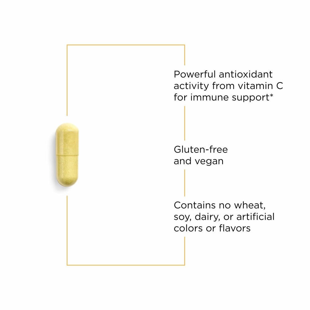 Supplement facts panel showing Vitamin C and Quercetin