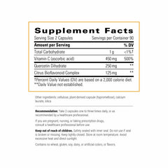 Integrative Therapeutics bottle label detail highlighting quercetin and citrus bioflavonoids.