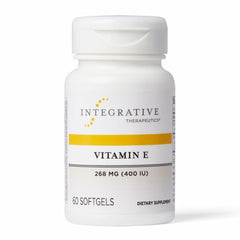 Front view of Integrative Therapeutics Vitamin E bottle with 60 softgels