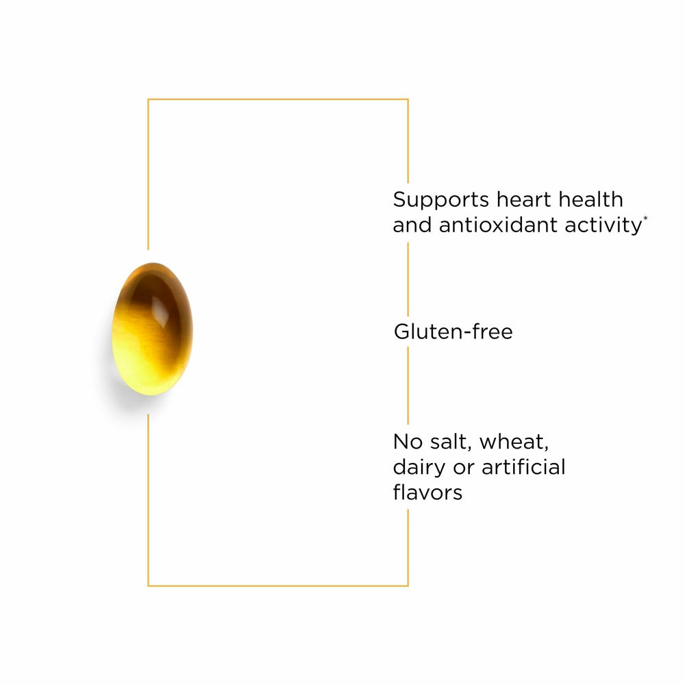Label highlighting gluten-free and dairy-free Vitamin E ingredients