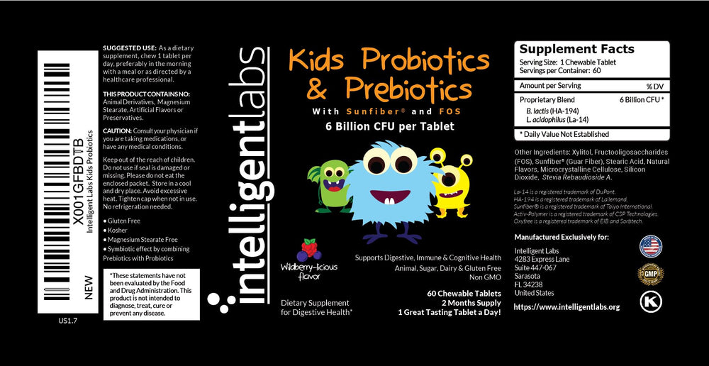Close-up of chewable probiotic tablet for children